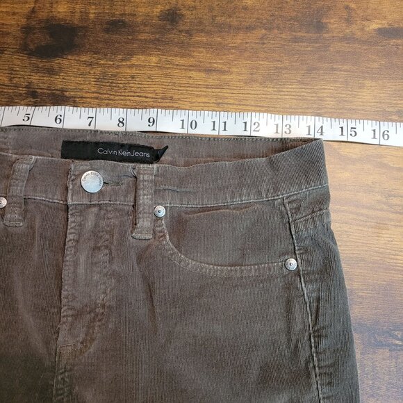 Calvin Klein Jeans Size 6 Corduroy Ultimate Skinny Olive Green Low Rise - Picture 6 of 11
